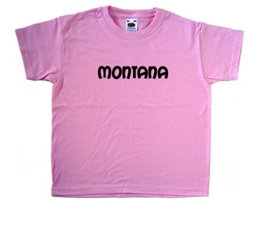 Montana text pink kids - montana, t-shirt