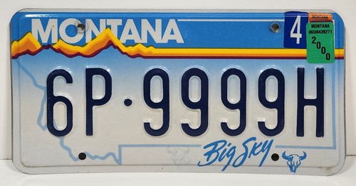 Montana license plate 9999h - license, 6p-9999h
