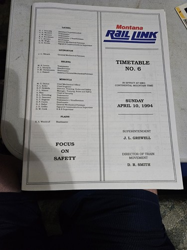 Montana rail link timetable - link,